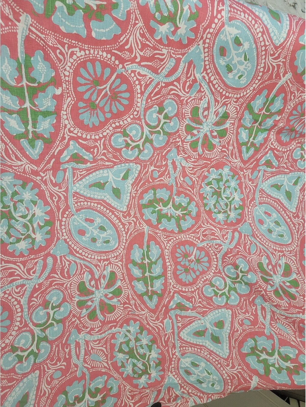 VHTF Thibaut Cochin Table Print Fabric with Floral and Leaf Pattern 1 yd x 54